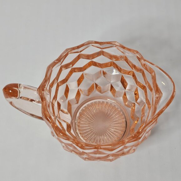 Pink Depression Jeanette Glass Diamond Pattern Sugar and Creamer Set - Picture 6 of 12